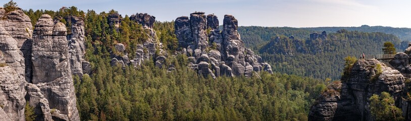 Panorama an der Basteibrücke im Elbsandsteingebirge