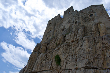 Fototapeta na wymiar the castle lashes out towards the sky