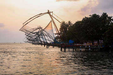 Traditional fishing nets in Cohin, India