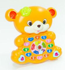 Children's educational animal toy for learning numbers. Toy interactive bear with colorful buttons for presses Preschool educational game for the development of memory and logical thinking