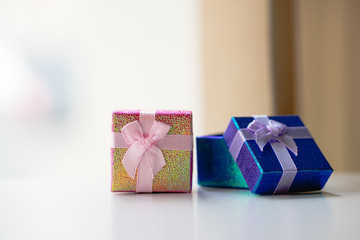 Close up gift boxes using for happiness festival