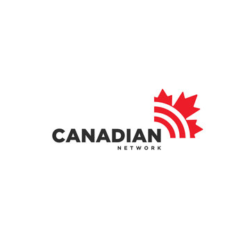Canadian maple leaf network internet signal logo icon