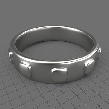 Silver studded mens wedding ring
