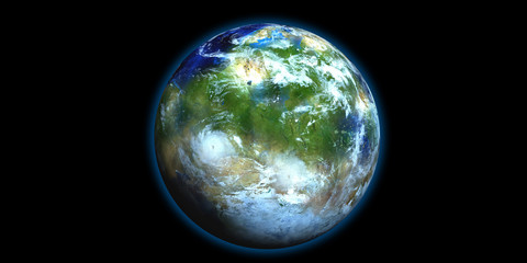 Exoplanet Extremely Detailed and Realistic High Resolution 3D illustration. Shot from Space. Elements of this image are furnished by NASA.