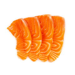 Salmon raw sashimi isolated on white background