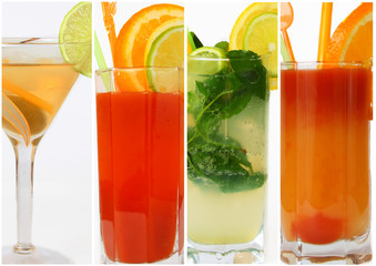 Close-up collage of drinks