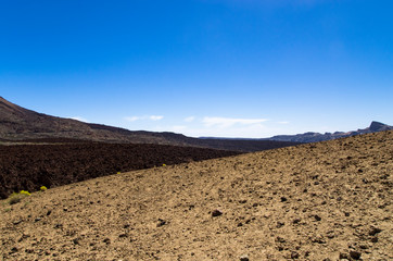 Landscape of lava fields on the Teide volcano