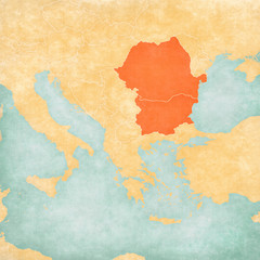 Map of Balkans - Romania and Bulgaria