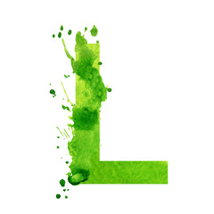 Watercolor letter l with splash effect