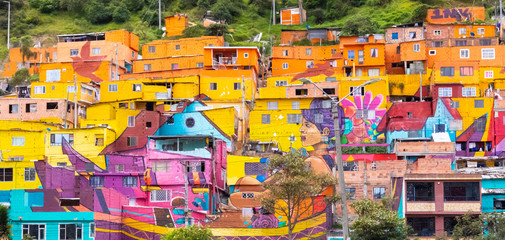 Colombia South Bogota colorful houses in district called Los Puentes