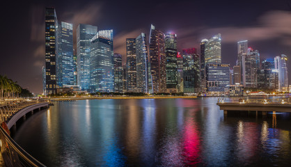 Modern buildings of Singapore skyline landscape in business district  area.