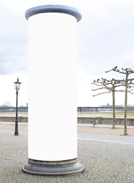 empty advertising pillar,mock up for promotion, free copy space