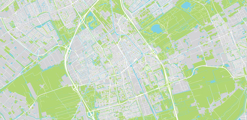 Urban vector city map of Delft, The Netherlands