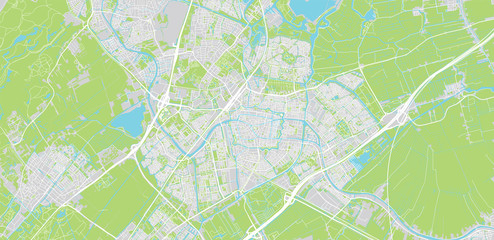 Urban vector city map of Leiden, The Netherlands