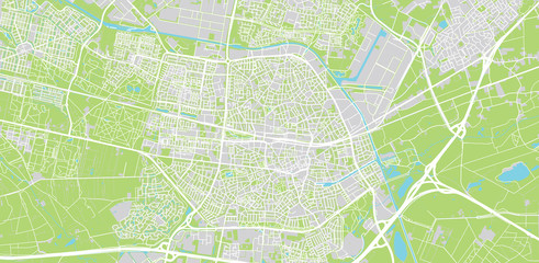 Urban vector city map of Tilburg, The Netherlands