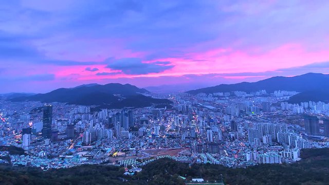 4K.Time lapse View of Busan city cityscape of South Korea
