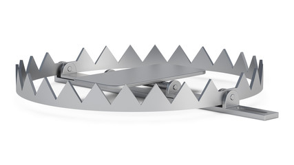 Hunting trap isolated on white background. 3D rendering.