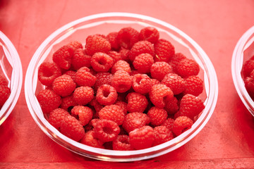 Raspberries are for sale in Hötorget's square store