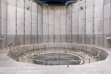 Zwentendorf / Austria - View of the cooling tank of a nuclear power plant built in 1976