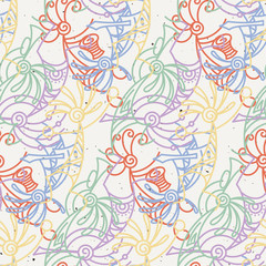 Obraz na płótnie Canvas Hand drawn Kokopelli seamless pattern