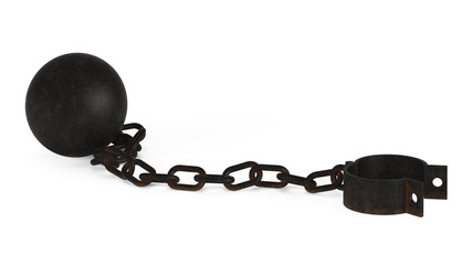 Shackles isolated on white background. 3D rendering.