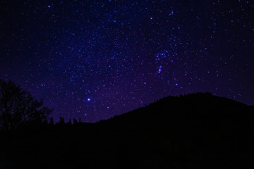 Stars in the Night Sky Above the Hills in Ireland