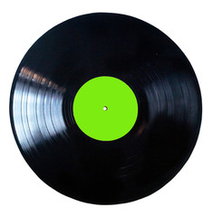 Black vinyl record isolated on white background