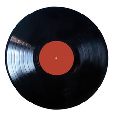 Black vinyl record isolated on white background