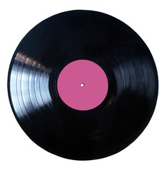 Black vinyl record isolated on white background
