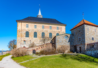 Fototapeta na wymiar View of the Akershus fort in Oslo, Norway