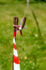 Red and white temporary perimeter tape