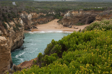 A view at the beach at the Loch Ard Gorge at the Great Ocean Road in Australia