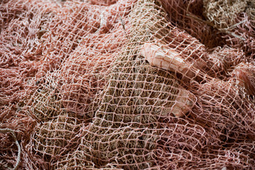 handmade sea fishing net background 