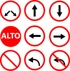 Series of road signs to illustrate