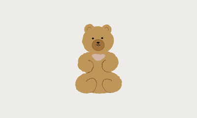 Toy teddy bear brown on a beige background. Vector illustration