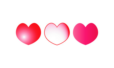 Vecton illustration of the collection of hearts. Love symbol is a set of icons, 