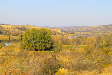 Fototapeta premium River Southern Bug in Ukraine on autumn