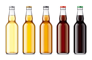 Glass beer bottles mockup. 