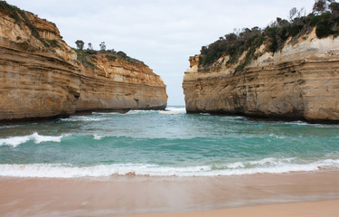 The beach at the Loch Ard Gorge at the Great Ocean Road in Australia