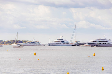 Sea bay marina with yachts and boats in Cannes
