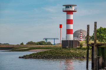 Leuchtturm Stadersand an der Elbe bei Hamburg