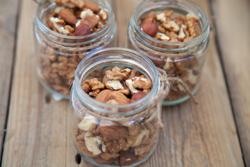 mix of nuts in a jar walnut migdale fox