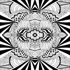 Black and white abstract doodle seamless pattern in vector