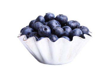 blueberries in metallic baking dish