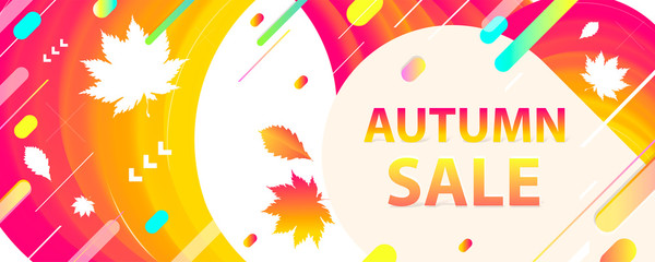 Sale autumn backgrounds colorful 3d holiday vector Illustration graphic design poster