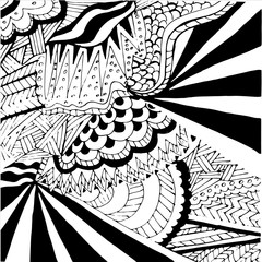 Vector pattern with doodles in black and white colors