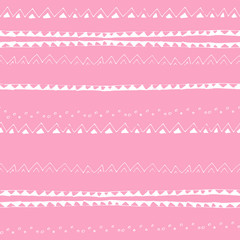 Vector seamless pattern with doodles in pink colors