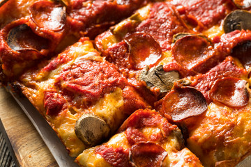 Homemade Detroit Style Pepperoni Pizza