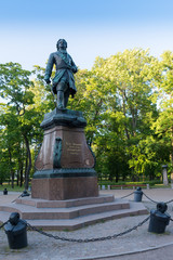 Monument to Peter I in Petrovsky Park in Kronstadt