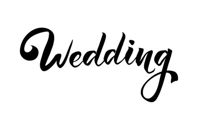 Wedding isolated handwritten lettering. Hand drawn inscription